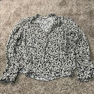 Zadig & Voltaire Black and White Notched Collar Blouse